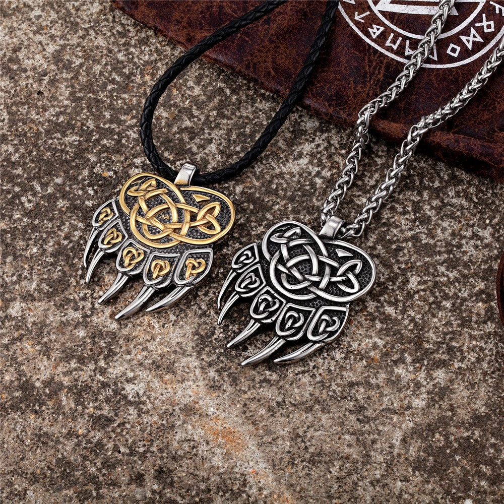 Viking Celtic Wolf Claw Necklace