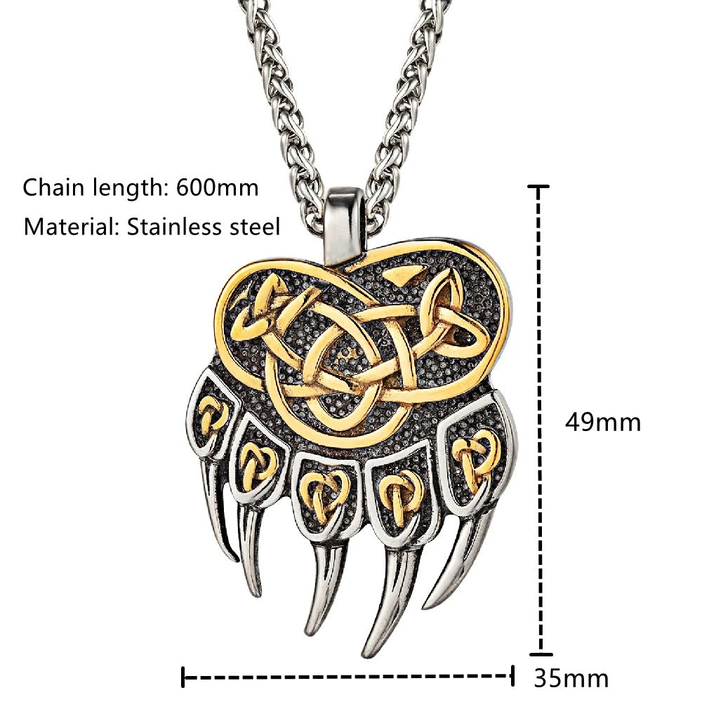 Viking Celtic Wolf Claw Necklace